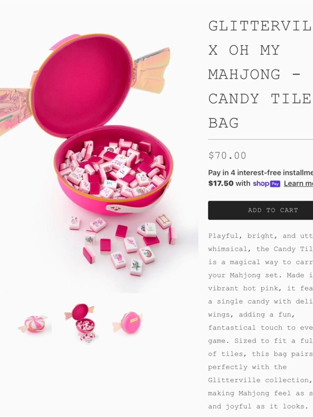 Oh My Mahjong X Glitterville Candy Tile Bag - Picture 6 of 6